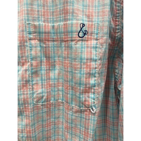 Mens Shirt Size Large Tackle & Tides Plaid Button Down UPF 28 Stain Resistant - Picture 3 of 10